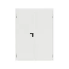 Дверь противопожарная металлическая сплошная двупольная равнопольная угловая коробка ДПР-Олимп-02/30К (1600-2075, Левая, RAL 9016)