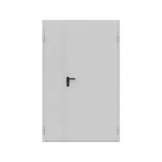Дверь противопожарная металлическая сплошная двупольная неравнопольная угловая коробка (1250х2075мм) ДПР-Олимп-02/60 (EI60), правая, RAL7035