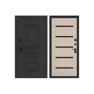 Входная дверь Аляска Лайт 01 - Беленый дуб, стекло черное