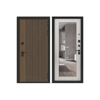 Входная дверь BN-02 с зеркалом ФЛЗ-603 Сандал белый